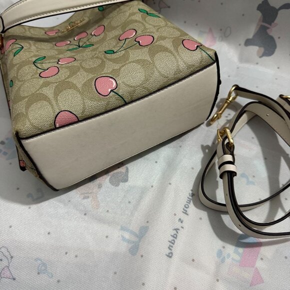 Coach Classic Floral Print Crossbody Bag With Pink Cherry Motif - Picture 5 of 6